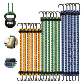VABESSA - 18 pz Tensores Goma Elastica Ganchos Sujecion Carga Equipaje Lonas Multicolor