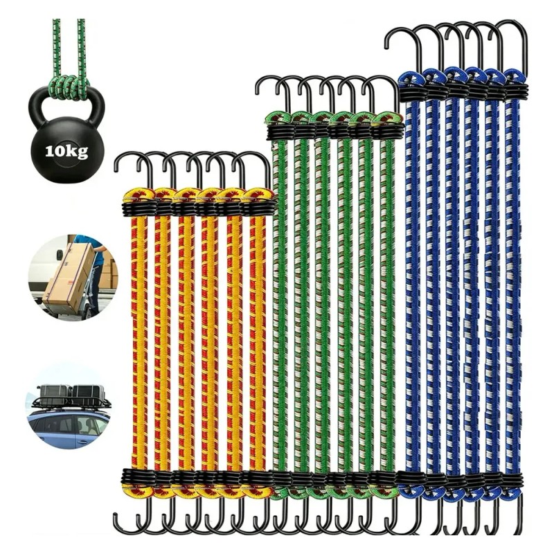 VABESSA - 18 pz Tensores Goma Elastica Ganchos Sujecion Carga