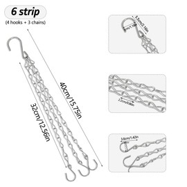 PUERHUACI Hanging Light Chains, 6 Pieces Metal Flower Pot Chain, Hanging Chain with S Hooks, Chains 40 cm for Bird Cage, Flower Pots, Lanterns, Billboard, Garden, Silver