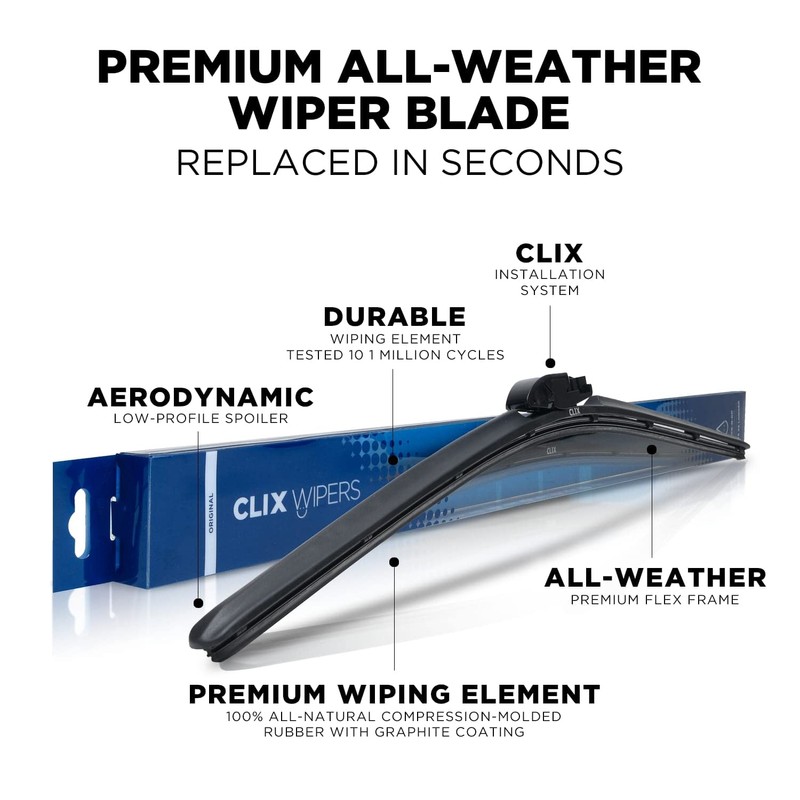 Clix Wipers - (22"/22") Set of 2 Windshield Wiper Blades