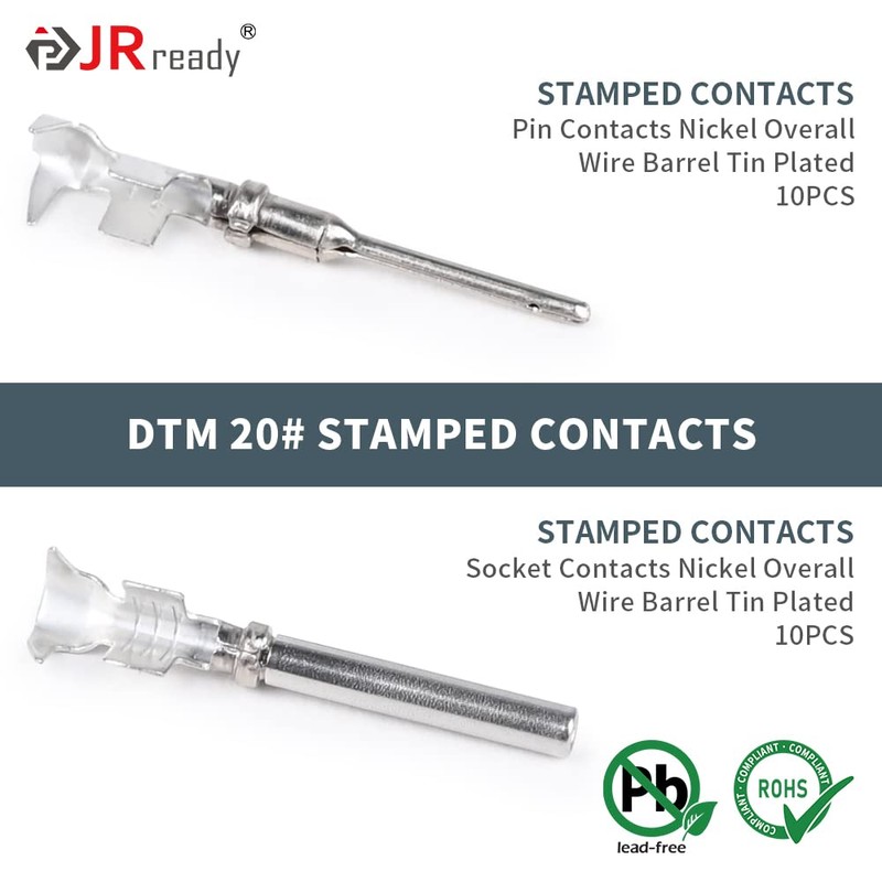 JRready ST6329-2 Deutsch DTM Connectors kit 2 Pin Gray Waterproof