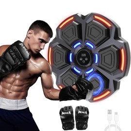 snawowo Music Boxing Machine for Adults - 9 Modes & 9 Speeds, Bluetooth Music Punching Machine with Gloves, Electronic LED Boxing Training Equipment Wall Mounted, Home Indoor Workout Trainer Equipment