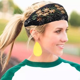 Lace Headbands for Women - 1Pcs Breathable Lace Mesh Flower Turban Braided Headbands Elastic Headwrap Boho Bandana Hair Bands Summer Hair Accessories for Women Girls Yoga, Working Out, Gym, Running