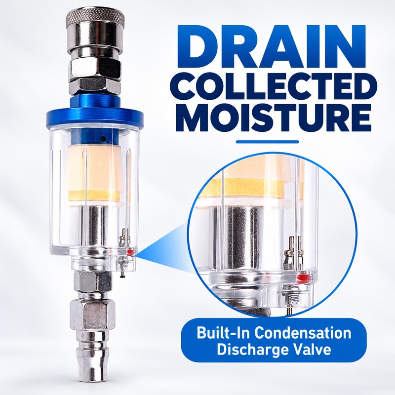 Air Compressor Water Separator Filter for Spray Guns – 1/4-Inch
