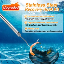 Elefama Pool Hooks for Poles &5.2 Ft Adjustable Swimming Pool Cleaning Pole for Pool Vacuum for Inground Pools,Above Ground, Skimmer Net,Brush,Vacuum Head