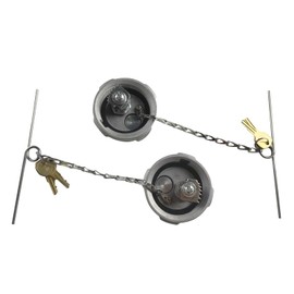 2 1/4" locking diesel fuel cap Compatible with Reefer Trailer, International MD Semi Trucks, Ford 650/750 Replace FTA-C02 FTA-N-04 FTA-N6-16 FTA-N-73 Equipped with rubber seal ring safety chain (2PCS)