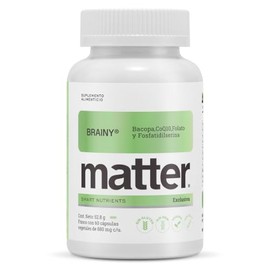 Matter Brainy, Suplemento con Bacopa Monnieri, Ubiquinol CoQ10 Kaneka™, Fosfatidilserina SHARP® y Quatrefolic®, Apoyo a la Concentración, Memoria y Vi