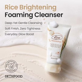 SKIN FOOD Rice Daily Brightening Cleansing Foam 5.07 fl. oz. (150ml) - Delicate Cleansing with Femented Rice Ingredients