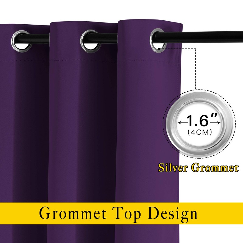 NICETOWN Blackout Curtains Drapery Panels - Window Treatment Royal Purple