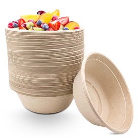 GOMETY Pack of 50 Disposable Bowls Soup Bowls 500 ml Made of Sugar Cane Disposable Tableware Bowls 15.5 x 5.4 cm Soup Bowl Compostable Disposable Soup Bowl Organic Soup Bowl Round Compostable
