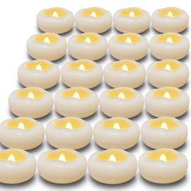 Floating Candles, 24 Packs 2.3 Inch Flameless LED Candle, 160+ Hour Battery Operated Waterproof Tealights for Wedding Centerpieces Marriage Proposals Pool Party Cylinder Vases Spa Christmas New Year