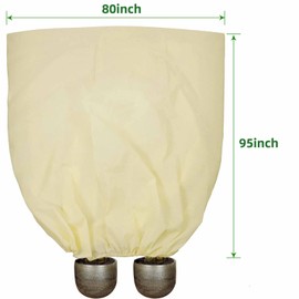 TCBWFY 95x80 Inch Huge Plant Covers Freeze Protection Frost Cloth for Outdoor Plants,2.82oz/yd² Thickened Winter Tree Covers with Zipper Drawstring,2 Pack Frost Blanket from Wind,Pest and Animal