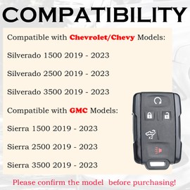 SUPALAND Keyless Entry Remote Start Control Key Fob Replacement Fits for Chevy Silverado GMC Sierra 1500 2500 3500 2019 2020 2021 2022 2023 M3N-32337200 Chrome 84209236 Tailgate Button