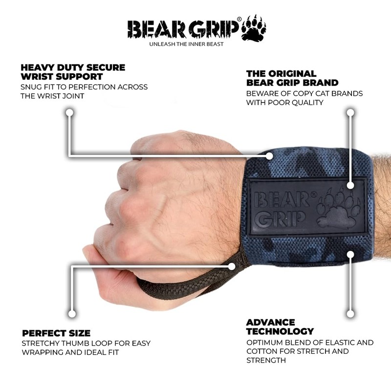 BEAR GRIP SPECIAL EDITION Premium weight lifting wrist support wraps