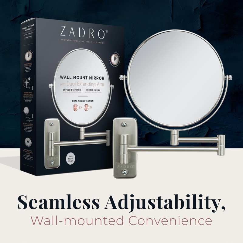 Zadro 7" Wall Mounted Wardrobe, Vanity Makeup Mirror with Magnification
