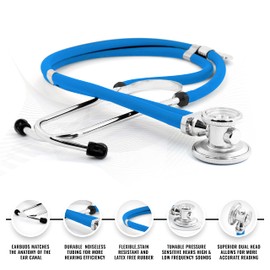 ASA TECHMED Sprague Double Tube Adult and Pediatric Stethoscope + Matching EMT Shears, Ideal for EMT, Nurse, Doctor, Medical Student, Paramedic, and First Responders (Sea Breeze)
