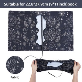NICENEEDED Glod Sun Tarot Stretchable Book Cover, 10.5 x 8.7 Inch Reusable Book Sleeve, Elastic Cloth Washable Book Protector for Most Hardcover Books
