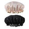 2 Pack Shower Caps, Elastic and Reusable Bonnet, Double Waterproof