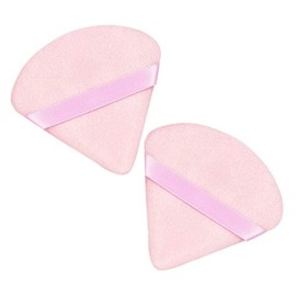 Pack of 2 Powder Puff Triangle Powder Puff Soft Makeup Powder Puff Reusable Powder Puff Triangle Dry Wet Velour Puff for Loose Powder Daily Makeup Foundation Cream Blush (Pink)