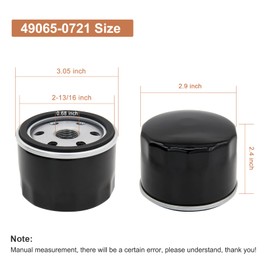 Powswopx 49065-0721 Oil Filter Compatible with Kawasaki FR730V FR691V FR651V FX730V FX691V FR600V FS691V FS651V, Compatible with Cub Cadet zt1 50 Lawn Mower Fits for John Deere AM125424-4 Pack