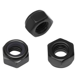 100Pcs M3 x 0.5mm Hex Lock Nuts Carbon Steel Nylon Insert Self-Locking Nuts for Fasteners, Black