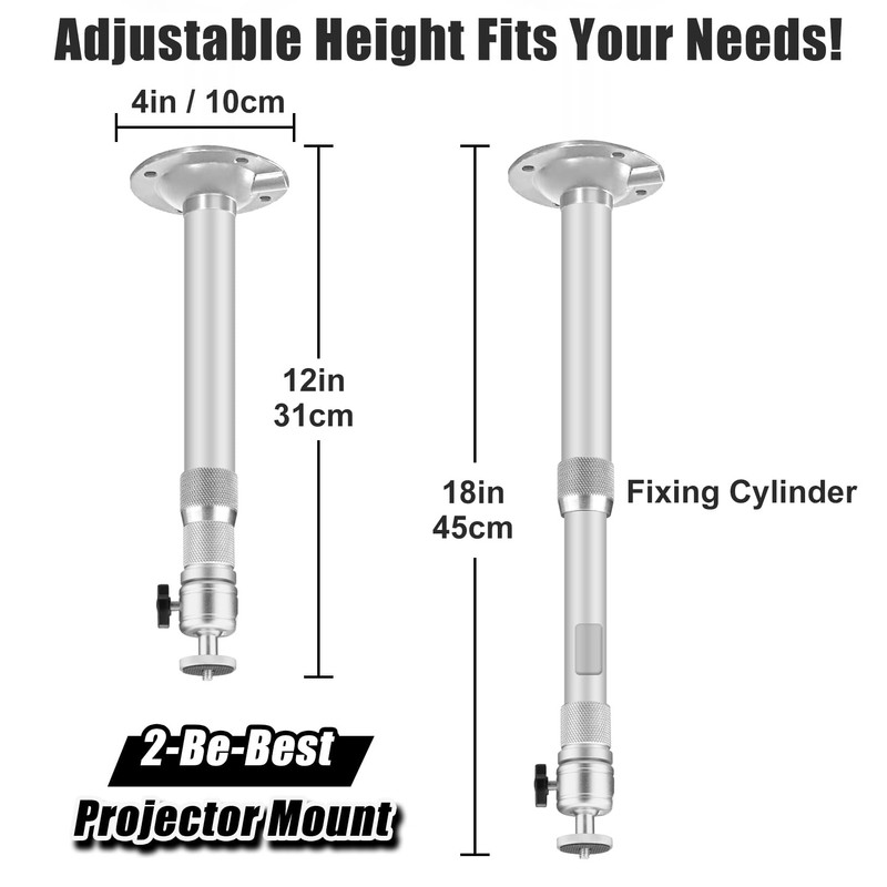 2-Be-Best Projector Mount Extendable 12-18in / 31-45cm Ceiling Projectors Mount
