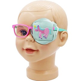 Astropic Parche de ojos de seda 3D para niños, parche de ojos para niñas, parche médico para niños con ojo perezoso (unicornio rosa, ojo izquierdo)