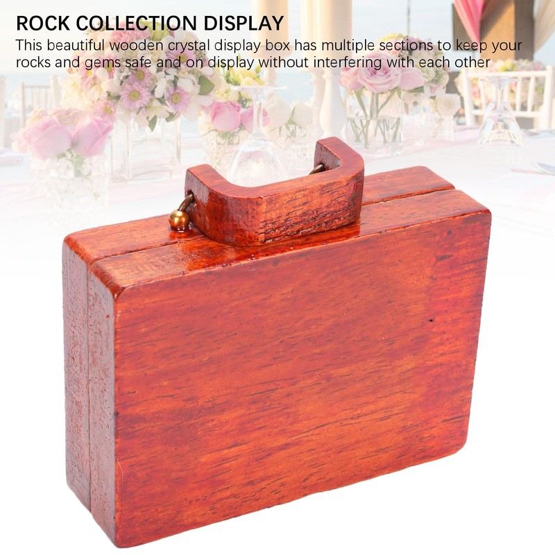 Buachois Rock Display Case 118 Grid Collection Box Wooden Stones