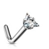 PiercedOff Titanium 20ga L Bend Nose Stud with Clear CZ Triangle - Thickness 20GA (0.8mm) / Triangle Size 3mm