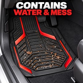 4 Piece Universal All Weather Rubber Car Floor Mats, Waterproof Non-Slip Floor Liners for Sedan and SUV