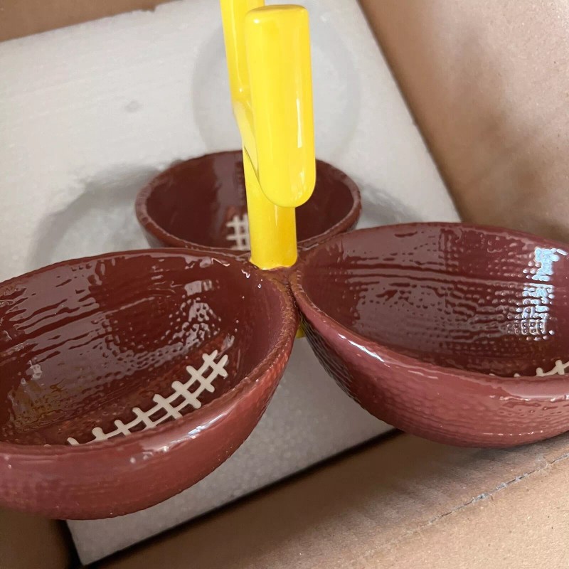 Boston Warehouse Touchdown 3 Section Football Condiment Server bowl Hand