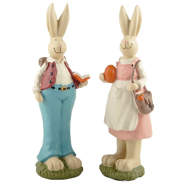 PlentifulHome Easter Bunny Decor Rabbit & Egg, Polyresin Standing Cute