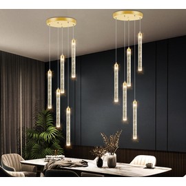 Mini Chandelier Modern Pendant Lights LED Bubble Crystal Kitchen Island Light Fixtures Gold Mini Pendant Lighting for Kitchen Island Dining Room Bedroom Bar Dimmable Ceiling Hanging Lights 2700K 6000K