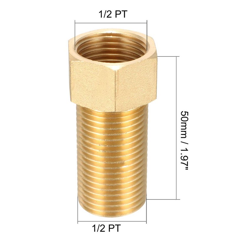 sourcing map Brass Threaded Pipe Fitting G1/2 Male x G1/2