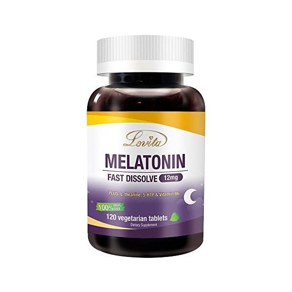 Lovita Melatonin 12 mg Fast Dissolve Tablets, Exclusive Formula with