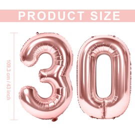 Siumir Number Balloons Rose Gold Foil Number Balloons 10th Birthday Balloons Giant Digital Balloons for Birthday Party, Wedding, Anniversary