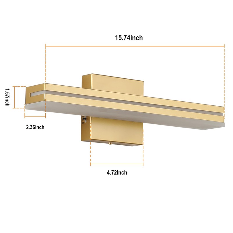 SineRise LED Modern Bathroom Vanity Light Fixtures (16-Inch, 3000K/4000K/6000K, Dimmable),