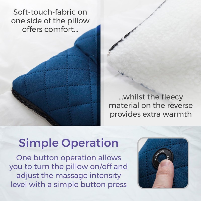 Carmen C81227 Foldable Massage Pillow with 2 Vibrating Massage Modes,