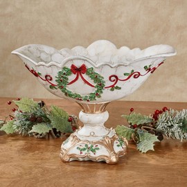 Touch of Class Holly Delight Christmas Decorative Centerpiece Bowl Red