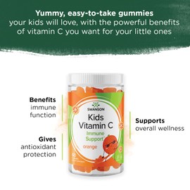 Swanson Kids Vitamin C Gummies - 60 Orange-Flavored Gummies - Immune Support for Children