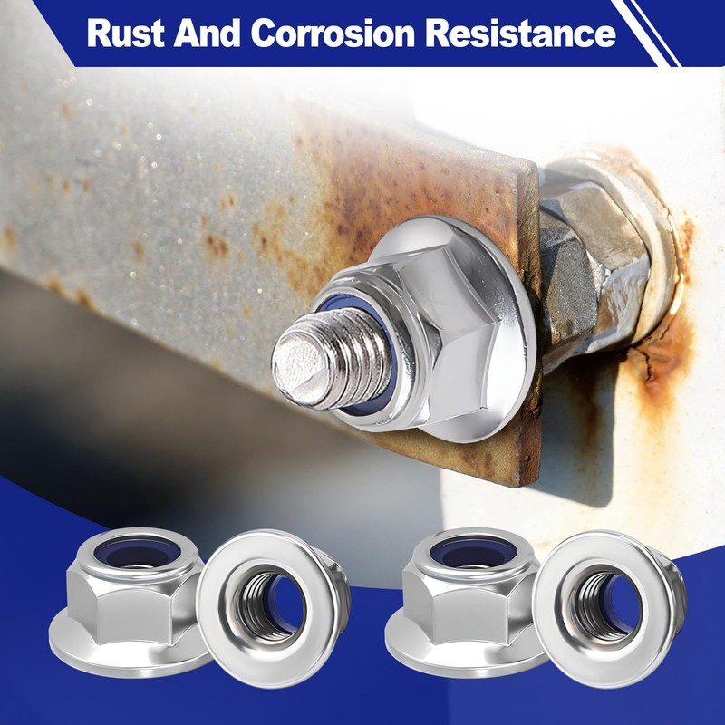 M8 Flange Nuts, 20 Pcs Stainless Steel Metric Hex Lock