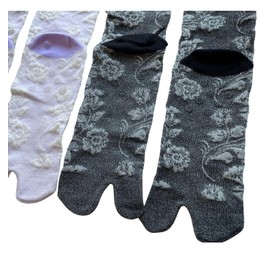 Mode Select Tabi Socks, Women's, Non-Slip, Cotton, Socks, Women's, Elastic Mouth, Loose, Cotton Blend, Summer, Thin, Cute, Set of 2 Pairs (Colors Available), Black, Pink, Grey, Purple