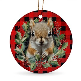 Adornos de ardilla para árbol de Navidad, 1 pieza de adornos de Navidad de cerámica, rojo, decoración colgante para árbol de Navidad