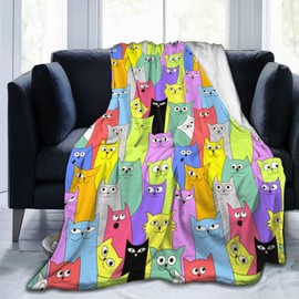 Gbuzozie Cute Cats Fleece Blanket Lightweight Ultra-Soft Throw Blanket for Sofa Couch Bed Camping Travel - Super Soft Cozy Microfiber Blanket 50"X40"