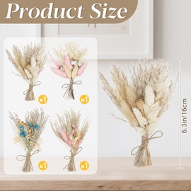RAINFLOW Mini Dried Flowers Bouquet - 4 Pack Natural Dry Flowers,Flower Party Decorations,Dried Flower Bouquet for Crafts,Wedding Decoration,Boho Decor,Vase,Centerpiece Table Decor,Party,Boutonniere,