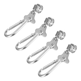 M METERXITY 4-Pack Flag Pole Rings 0.2-0.5 Inches, Adjustable Flag Pole Clips W Flagpole Clamp to Hold Flag, Stainless Steel Flagpole Clips Grommet Rings for Garden/Boat/Vehicle/Yacht