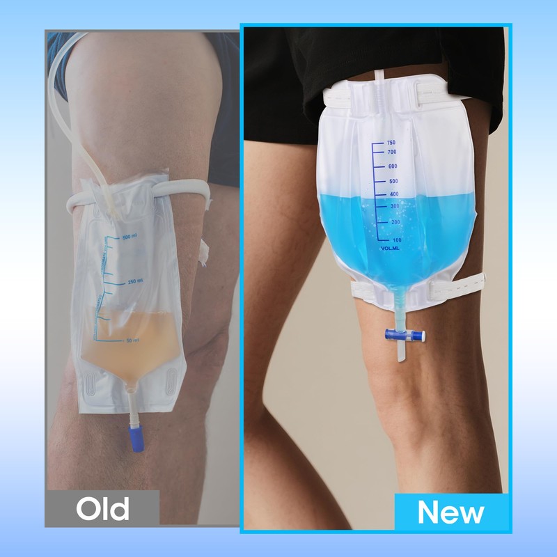 BeHerk 750 mL Catheter Leg Bag for Men and Women
