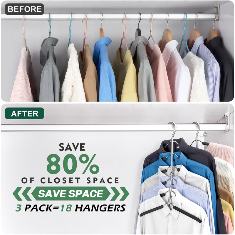 DOIOWN Clothes Hangers Space Saving: 6 Tier Coat Hanger Space