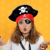 Sombrero Pirata Plata Y Parche Calavera Fiesta Halloween Dis