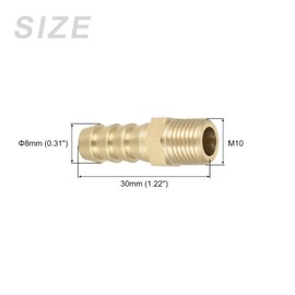 METALLIXITY 4pcs Brass Hose Barb Fitting (M10-1 Female x 8mm Barb) Hose Pipe Connector - For Fuel, Air, Water, Oil, Gas